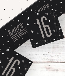 Black Glitz 16th Birthday Party Supplies | Balloon | Decoration | Pack
